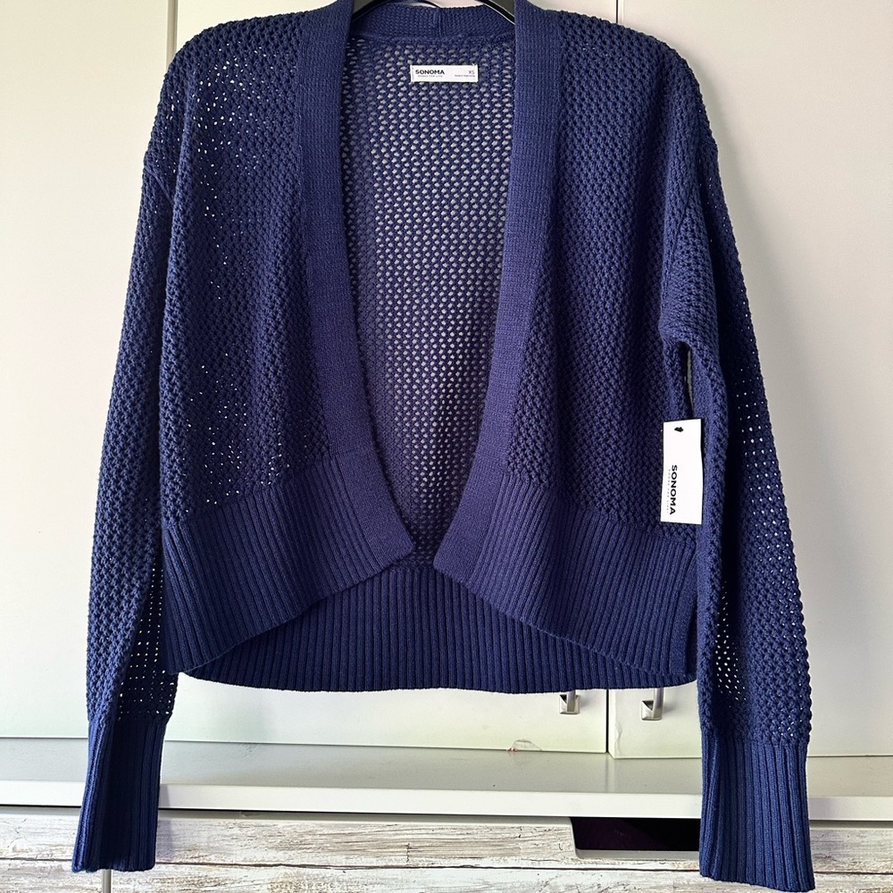 ๐ Sonoma Open Knit Cardigan Sweater Blue XS NWT